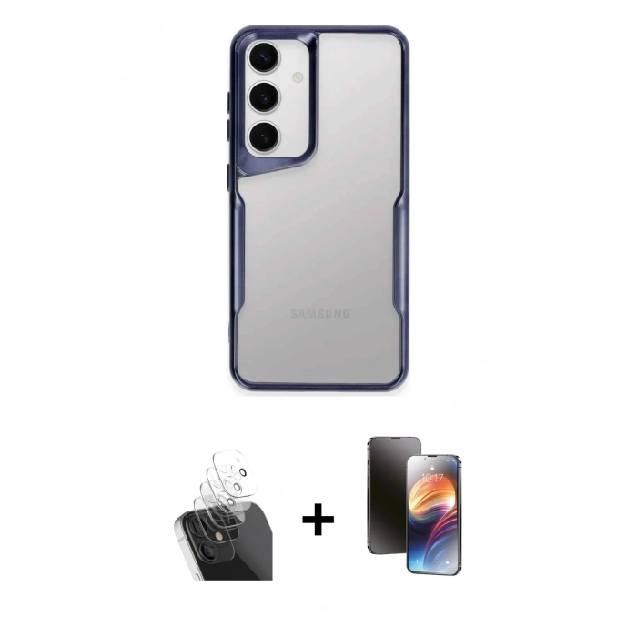 MARSİLYAN™- Galaxy A25 5G Kılıf Akış Çizgi Koleksiyonu - Siyah 3D Antistatik Mat Seramik Nano Ekran Koruyucu + Kamera Lens Koruma Cam - SF