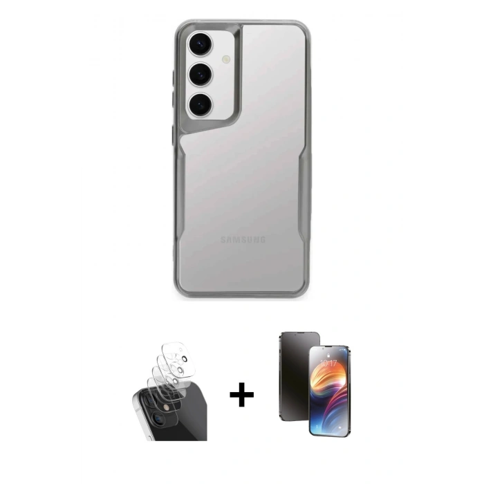 MARSİLYAN™- Galaxy A25 5G Kılıf Akış Çizgi Koleksiyonu - Siyah 3D Antistatik Mat Seramik Nano Ekran Koruyucu + Kamera Lens Koruma Cam - SF