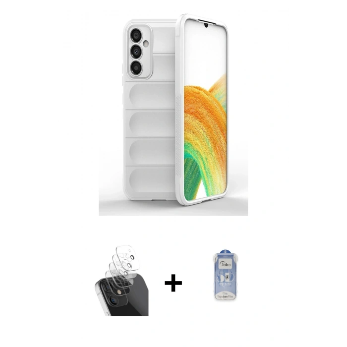 MARSİLYAN™- Galaxy A25 5G Kılıf Atlas Koleksiyonu - Siyah Joko Magic 5D Cam + Kamera Lens Koruma Cam - SF