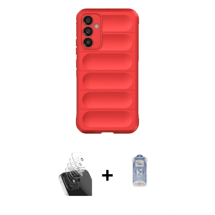 MARSİLYAN™- Galaxy A25 5G Kılıf Atlas Koleksiyonu - Siyah Joko Magic 5D Cam + Kamera Lens Koruma Cam - SF