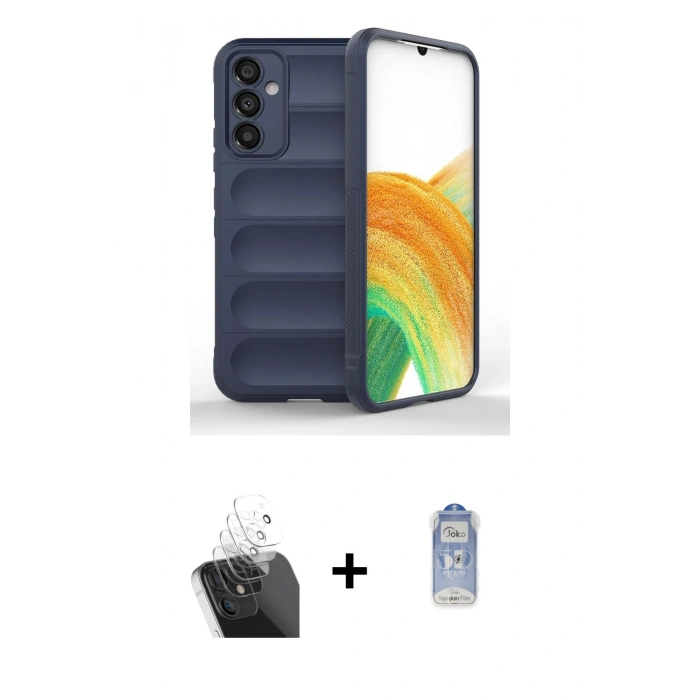 MARSİLYAN™- Galaxy A25 5G Kılıf Atlas Koleksiyonu - Siyah Joko Magic 5D Cam + Kamera Lens Koruma Cam - SF