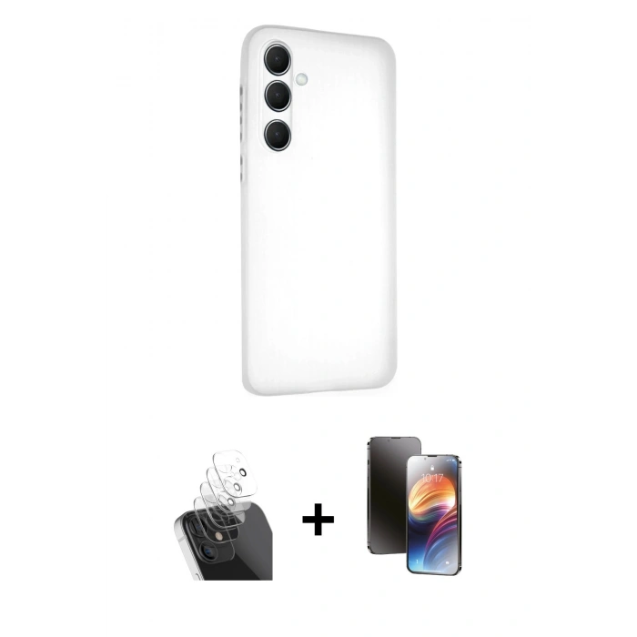 MARSİLYAN™- Galaxy A25 5G Kılıf Atlas Minimal Prime - Siyah 3D Antistatik Mat Seramik Nano Ekran Koruyucu + Kamera Lens Koruma Cam - SF