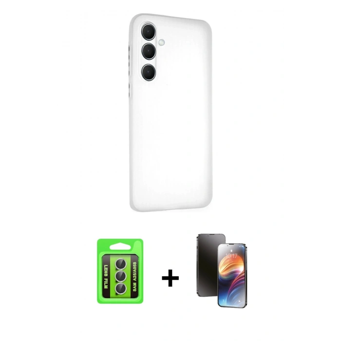 MARSİLYAN™- Galaxy A25 5G Kılıf Atlas Minimal Prime - Siyah 3D Antistatik Mat Seramik Nano Ekran Koruyucu + Raze Metal Kamera Lens - GS