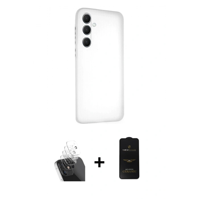 MARSİLYAN™- Galaxy A25 5G Kılıf Atlas Minimal Prime - Siyah 6D Antistatik Mat Seramik Hayalet Nano Ekran Koruyucu + Kamera Lens Koruma Cam - SF