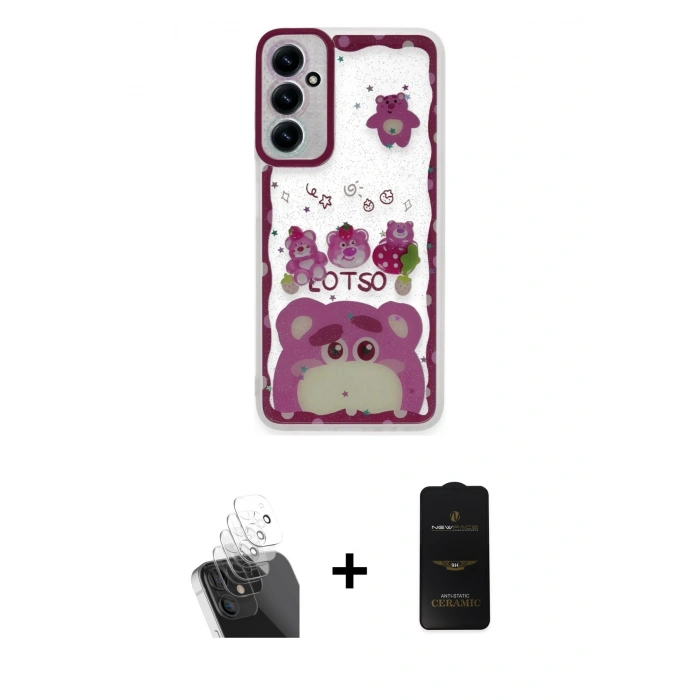 MARSİLYAN™- Galaxy A25 5G Kılıf Çekirdek Asil - Siyah 6D Antistatik Mat Seramik Hayalet Nano Ekran Koruyucu + Kamera Lens Koruma Cam - SF