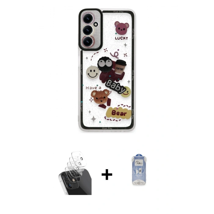 MARSİLYAN™- Galaxy A25 5G Kılıf Çekirdek Asil - Siyah Joko Magic 5D Cam + Kamera Lens Koruma Cam - SF