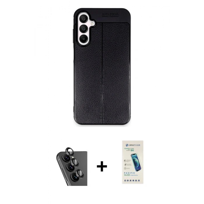 MARSİLYAN™- Galaxy A25 5G Kılıf Doruk Klasik Özel Seri - Şeffaf Pasifik Cam Ekran Koruyucu + Valdez Metal Kamera Lens - SH