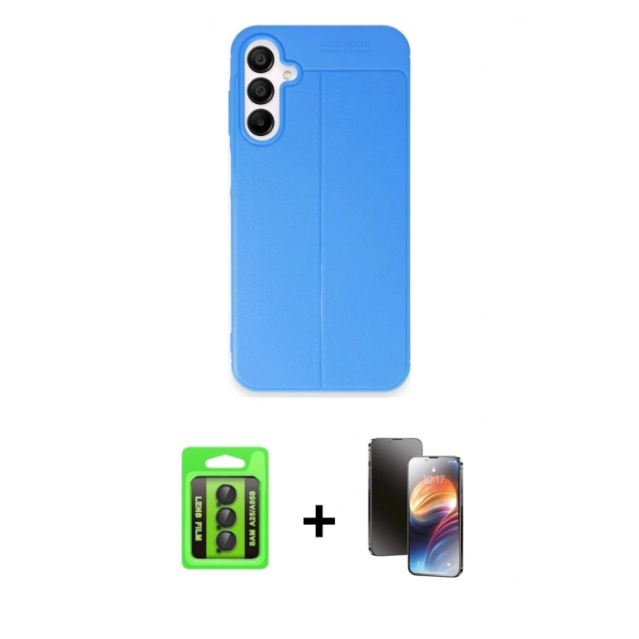 MARSİLYAN™- Galaxy A25 5G Kılıf Doruk Klasik Özel Seri - Siyah 3D Antistatik Mat Seramik Nano Ekran Koruyucu + Raze Metal Kamera Lens - SH