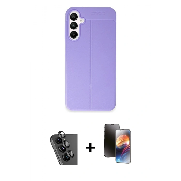 MARSİLYAN™- Galaxy A25 5G Kılıf Doruk Klasik Özel Seri - Siyah 3D Antistatik Mat Seramik Nano Ekran Koruyucu + Valdez Metal Kamera Lens - SH