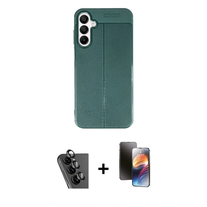 MARSİLYAN™- Galaxy A25 5G Kılıf Doruk Klasik Özel Seri - Siyah 3D Antistatik Mat Seramik Nano Ekran Koruyucu + Valdez Metal Kamera Lens - SH