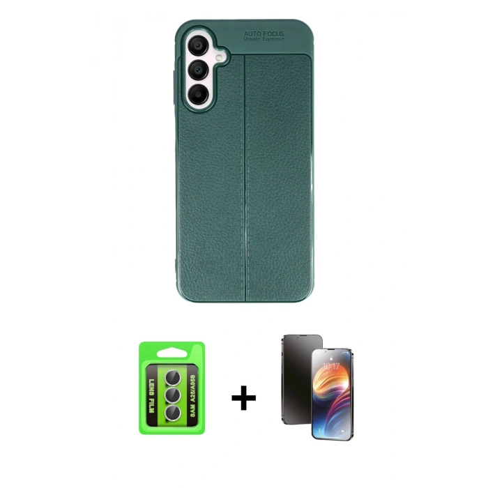 MARSİLYAN™- Galaxy A25 5G Kılıf Doruk Klasik Özel Seri - Siyah 3D Antistatik Mat Seramik Nano Ekran Koruyucu + Raze Metal Kamera Lens - GS
