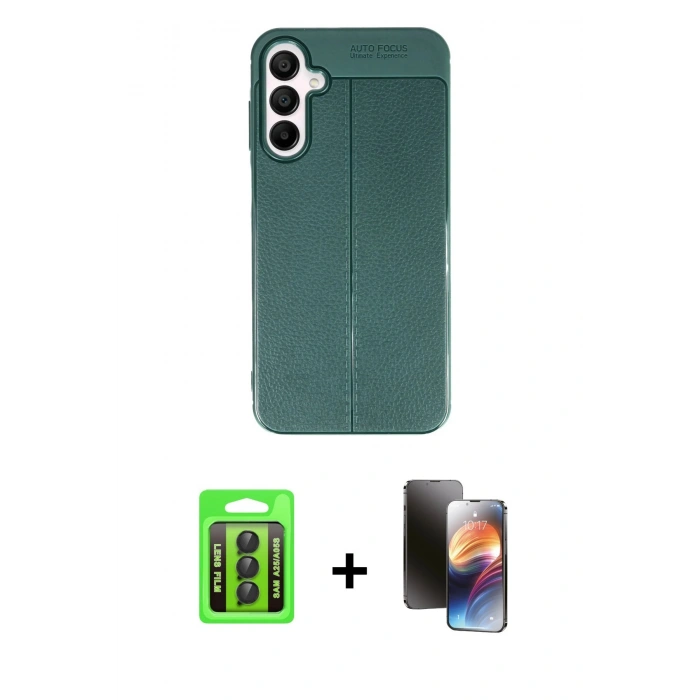 MARSİLYAN™- Galaxy A25 5G Kılıf Doruk Klasik Özel Seri - Siyah 3D Antistatik Mat Seramik Nano Ekran Koruyucu + Raze Metal Kamera Lens - SH