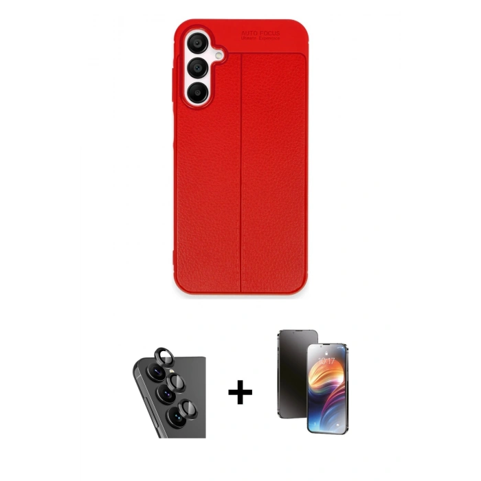 MARSİLYAN™- Galaxy A25 5G Kılıf Doruk Klasik Özel Seri - Siyah 3D Antistatik Mat Seramik Nano Ekran Koruyucu + Valdez Metal Kamera Lens - SH