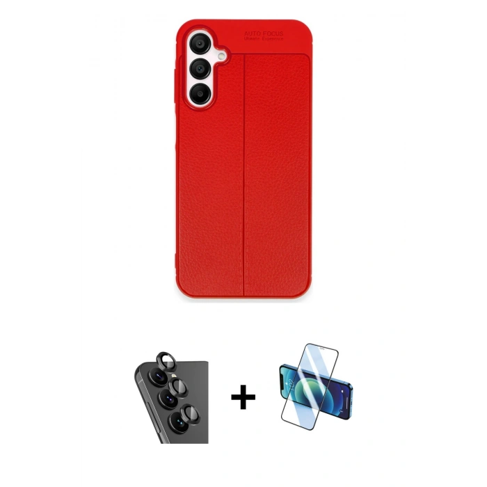 MARSİLYAN™- Galaxy A25 5G Kılıf Doruk Klasik Özel Seri - Siyah 3D Antistatik Seramik Nano Ekran Koruyucu + Valdez Metal Kamera Lens - SH