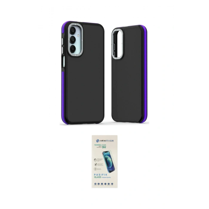 MARSİLYAN™- Galaxy A25 5G Kılıf Eksen Işık - Şeffaf Pasifik Cam Ekran Koruyucu