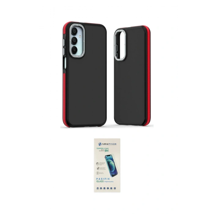 MARSİLYAN™- Galaxy A25 5G Kılıf Eksen Işık - Şeffaf Pasifik Cam Ekran Koruyucu