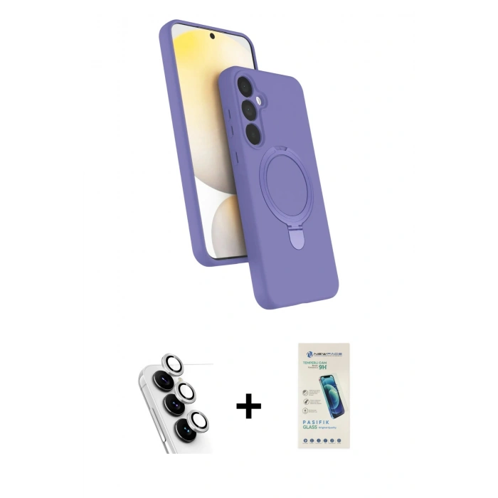 MARSİLYAN™- Galaxy A25 5G Kılıf İz Işık Koleksiyonu - Şeffaf Pasifik Cam Ekran Koruyucu + Valdez Metal Kamera Lens - GS