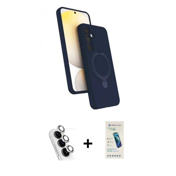 MARSİLYAN™- Galaxy A25 5G Kılıf İz Işık Koleksiyonu - Şeffaf Pasifik Cam Ekran Koruyucu + Valdez Metal Kamera Lens - GS