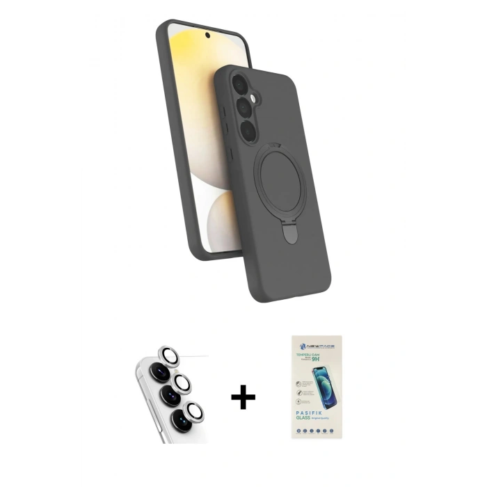 MARSİLYAN™- Galaxy A25 5G Kılıf İz Işık Koleksiyonu - Şeffaf Pasifik Cam Ekran Koruyucu + Valdez Metal Kamera Lens - GS
