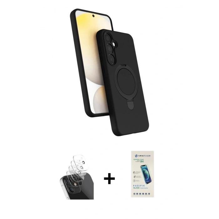 MARSİLYAN™- Galaxy A25 5G Kılıf İz Işık Koleksiyonu - Şeffaf Pasifik Cam Ekran Koruyucu + Kamera Lens Koruma Cam - SF