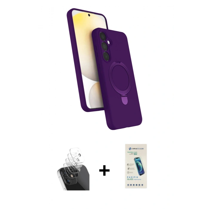 MARSİLYAN™- Galaxy A25 5G Kılıf İz Işık Koleksiyonu - Şeffaf Pasifik Cam Ekran Koruyucu + Kamera Lens Koruma Cam - SF