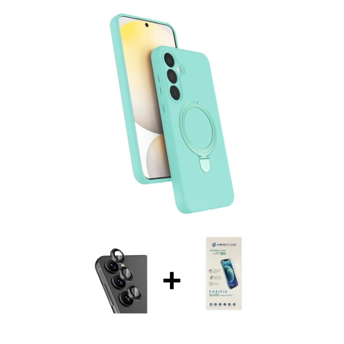 MARSİLYAN™- Galaxy A25 5G Kılıf İz Işık Koleksiyonu - Şeffaf Pasifik Cam Ekran Koruyucu + Valdez Metal Kamera Lens - SH