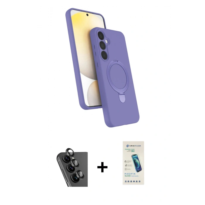 MARSİLYAN™- Galaxy A25 5G Kılıf İz Işık Koleksiyonu - Şeffaf Pasifik Cam Ekran Koruyucu + Valdez Metal Kamera Lens - SH