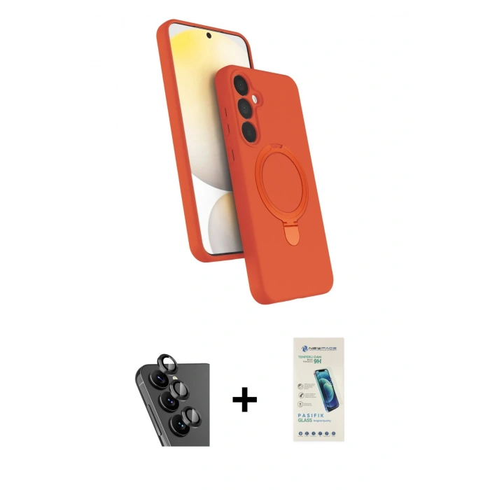 MARSİLYAN™- Galaxy A25 5G Kılıf İz Işık Koleksiyonu - Şeffaf Pasifik Cam Ekran Koruyucu + Valdez Metal Kamera Lens - SH