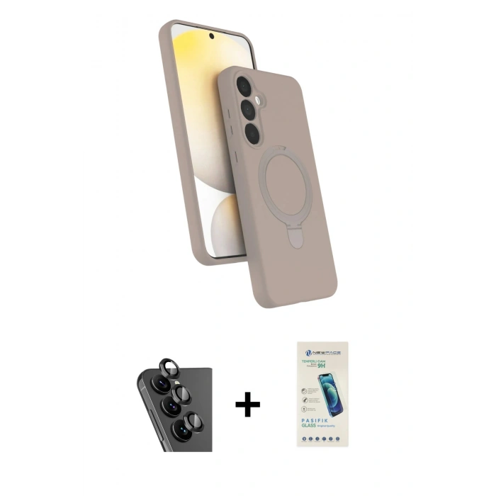 MARSİLYAN™- Galaxy A25 5G Kılıf İz Işık Koleksiyonu - Şeffaf Pasifik Cam Ekran Koruyucu + Valdez Metal Kamera Lens - SH