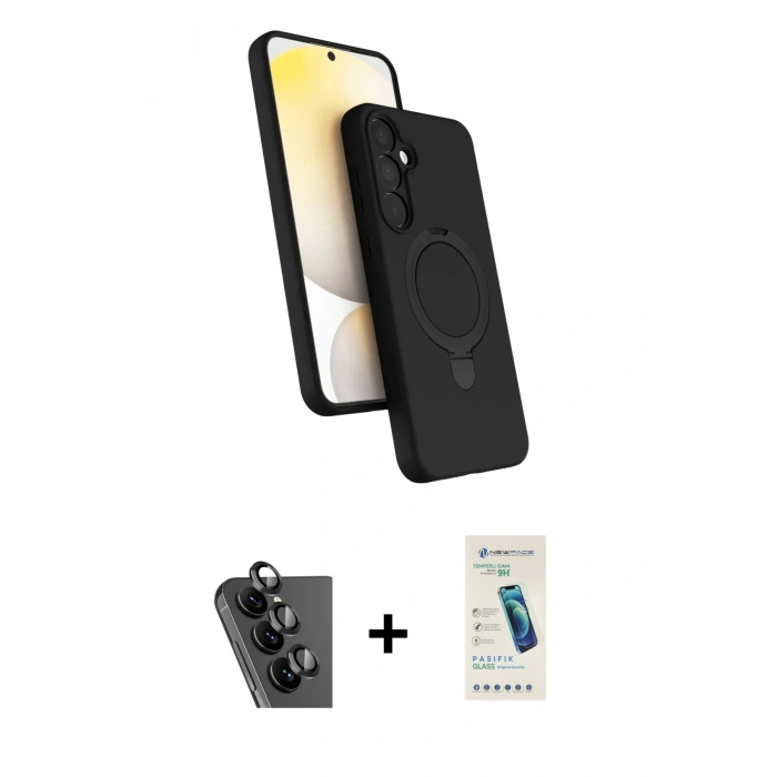 MARSİLYAN™- Galaxy A25 5G Kılıf İz Işık Koleksiyonu - Şeffaf Pasifik Cam Ekran Koruyucu + Valdez Metal Kamera Lens - SH