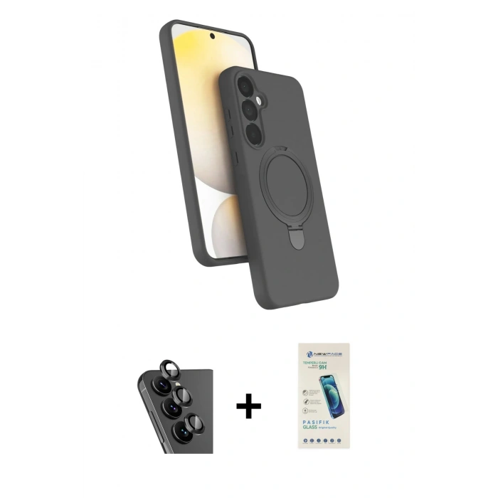 MARSİLYAN™- Galaxy A25 5G Kılıf İz Işık Koleksiyonu - Şeffaf Pasifik Cam Ekran Koruyucu + Valdez Metal Kamera Lens - SH