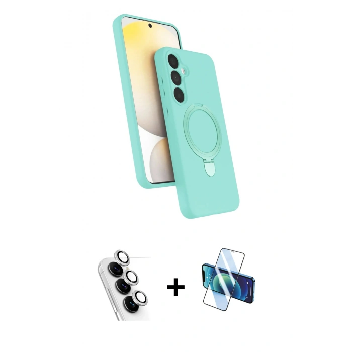 MARSİLYAN™- Galaxy A25 5G Kılıf İz Işık Koleksiyonu - Siyah 3D Antistatik Cam Ekran Koruyucu + Valdez Metal Kamera Lens - GS