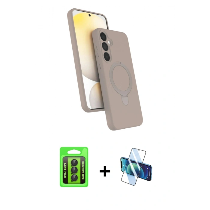 MARSİLYAN™- Galaxy A25 5G Kılıf İz Işık Koleksiyonu - Siyah 3D Antistatik Seramik Nano Ekran Koruyucu + Raze Metal Kamera Lens - SH
