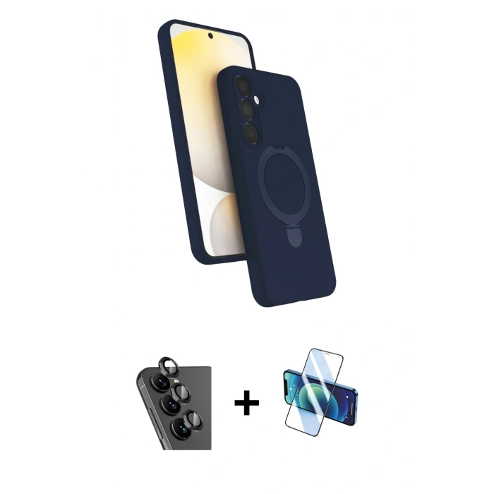 MARSİLYAN™- Galaxy A25 5G Kılıf İz Işık Koleksiyonu - Siyah 3D Antistatik Seramik Nano Ekran Koruyucu + Valdez Metal Kamera Lens - SH