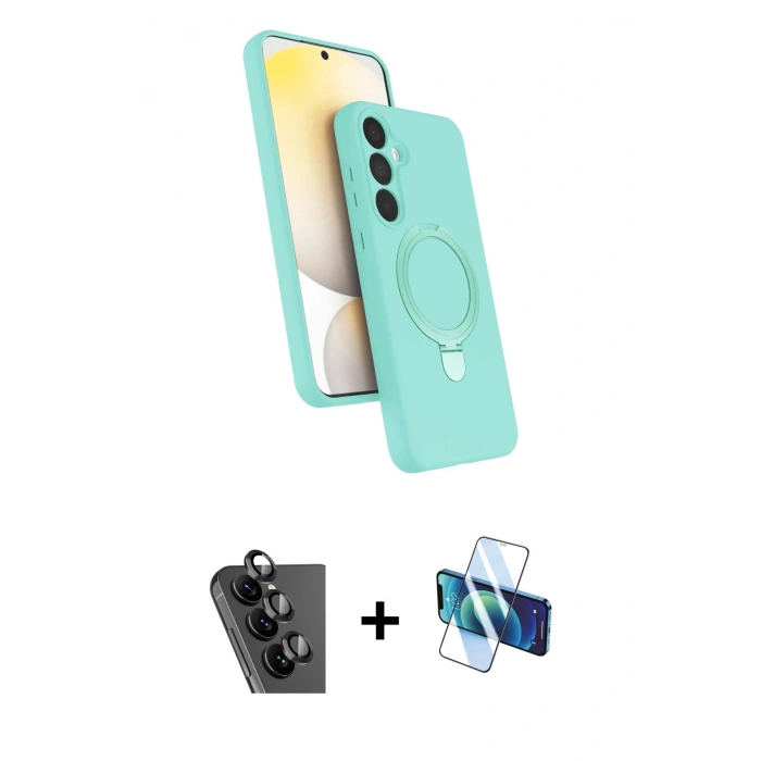 MARSİLYAN™- Galaxy A25 5G Kılıf İz Işık Koleksiyonu - Siyah 3D Antistatik Seramik Nano Ekran Koruyucu + Valdez Metal Kamera Lens - SH
