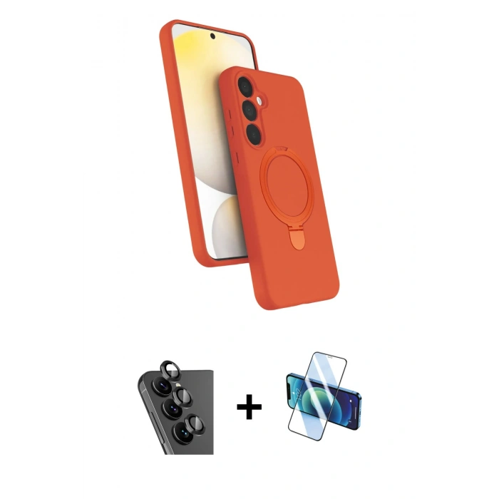 MARSİLYAN™- Galaxy A25 5G Kılıf İz Işık Koleksiyonu - Siyah 3D Antistatik Seramik Nano Ekran Koruyucu + Valdez Metal Kamera Lens - SH