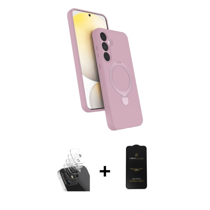 MARSİLYAN™- Galaxy A25 5G Kılıf İz Işık Koleksiyonu - Siyah 6D Antistatik Mat Seramik Hayalet Nano Ekran Koruyucu + Kamera Lens Koruma Cam - SF