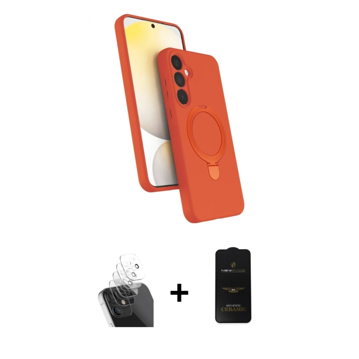 MARSİLYAN™- Galaxy A25 5G Kılıf İz Işık Koleksiyonu - Siyah 6D Antistatik Mat Seramik Hayalet Nano Ekran Koruyucu + Kamera Lens Koruma Cam - SF