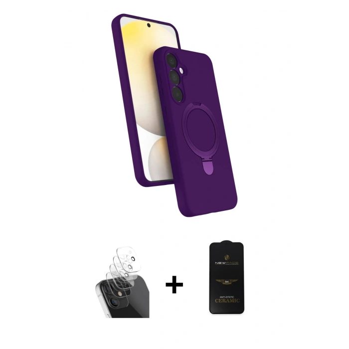 MARSİLYAN™- Galaxy A25 5G Kılıf İz Işık Koleksiyonu - Siyah 6D Antistatik Mat Seramik Hayalet Nano Ekran Koruyucu + Kamera Lens Koruma Cam - SF