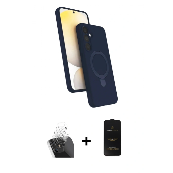 MARSİLYAN™- Galaxy A25 5G Kılıf İz Işık Koleksiyonu - Siyah 6D Antistatik Mat Seramik Hayalet Nano Ekran Koruyucu + Kamera Lens Koruma Cam - SF