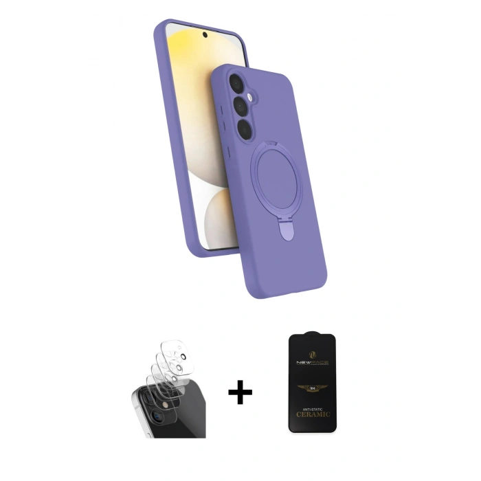 MARSİLYAN™- Galaxy A25 5G Kılıf İz Işık Koleksiyonu - Siyah 6D Antistatik Mat Seramik Hayalet Nano Ekran Koruyucu + Kamera Lens Koruma Cam - SF