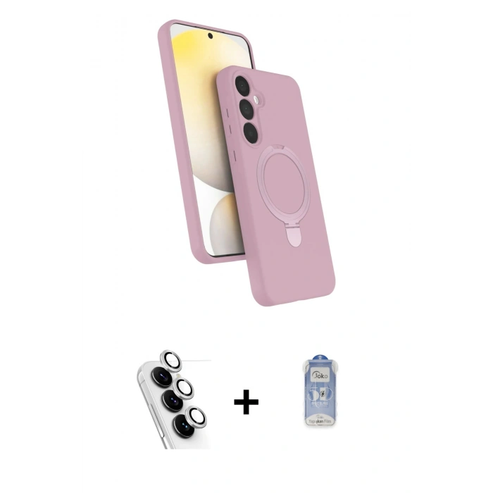 MARSİLYAN™- Galaxy A25 5G Kılıf İz Işık Koleksiyonu - Siyah Joko Magic 5D Cam + Valdez Metal Kamera Lens - GS
