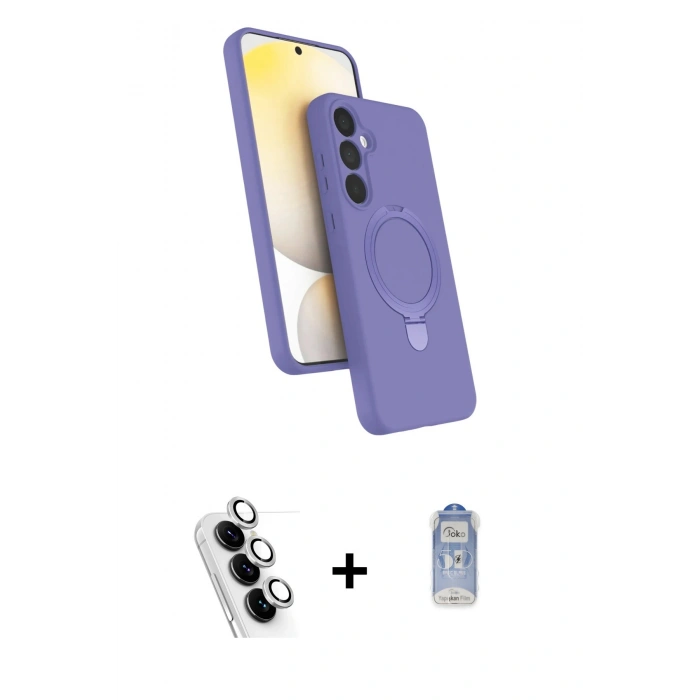 MARSİLYAN™- Galaxy A25 5G Kılıf İz Işık Koleksiyonu - Siyah Joko Magic 5D Cam + Valdez Metal Kamera Lens - GS