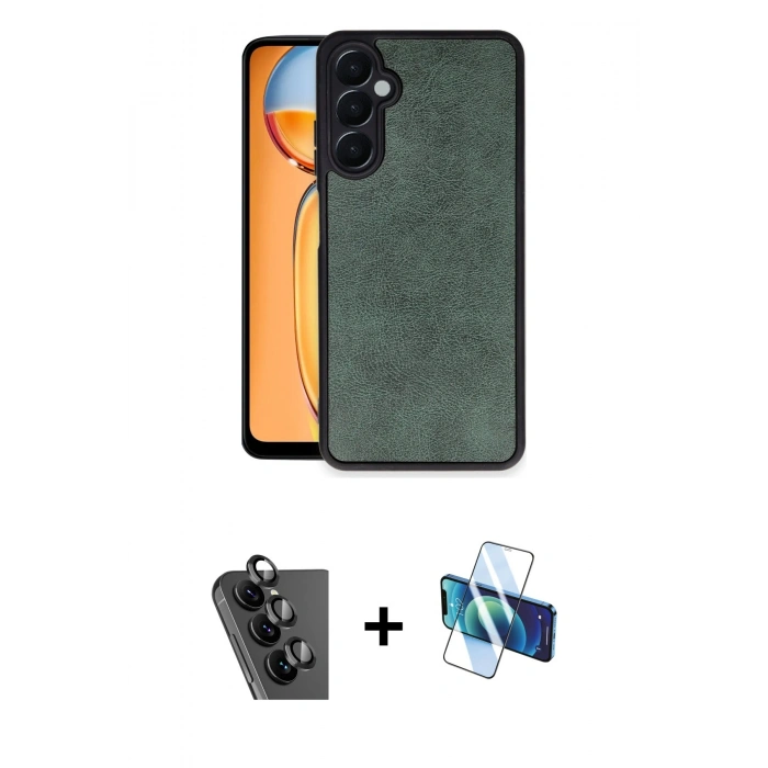 MARSİLYAN™- Galaxy A25 5G Kılıf Kıvılcım Işık Serisi - Siyah 3D Antistatik Cam Ekran Koruyucu + Valdez Metal Kamera Lens - SH