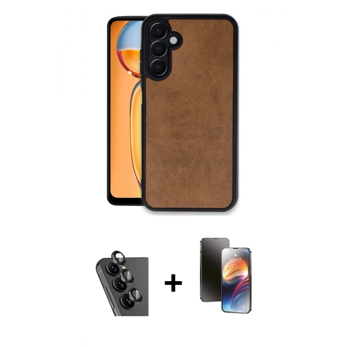 MARSİLYAN™- Galaxy A25 5G Kılıf Kıvılcım Işık Serisi - Siyah 3D Antistatik Mat Seramik Nano Ekran Koruyucu + Valdez Metal Kamera Lens - SH