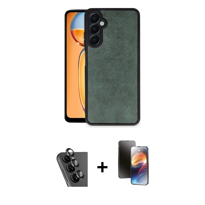 MARSİLYAN™- Galaxy A25 5G Kılıf Kıvılcım Işık Serisi - Siyah 3D Antistatik Mat Seramik Nano Ekran Koruyucu + Valdez Metal Kamera Lens - SH