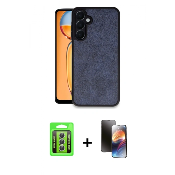MARSİLYAN™- Galaxy A25 5G Kılıf Kıvılcım Işık Serisi - Siyah 3D Antistatik Mat Seramik Nano Ekran Koruyucu + Raze Metal Kamera Lens - GS