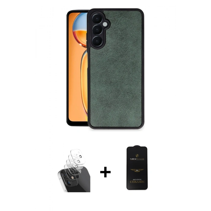 MARSİLYAN™- Galaxy A25 5G Kılıf Kıvılcım Işık Serisi - Siyah 6D Antistatik Mat Seramik Hayalet Nano Ekran Koruyucu + Kamera Lens Koruma Cam - SF