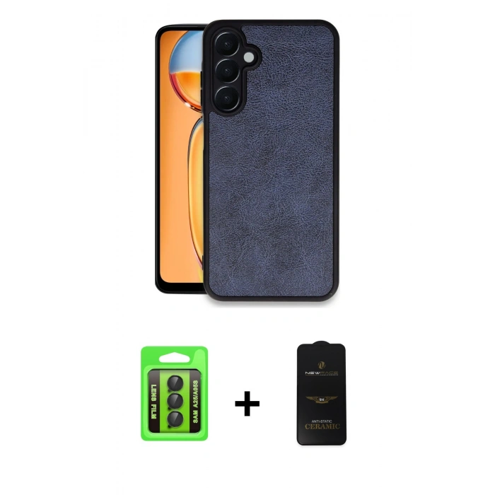 MARSİLYAN™- Galaxy A25 5G Kılıf Kıvılcım Işık Serisi - Siyah 6D Antistatik Mat Seramik Hayalet Nano Ekran Koruyucu + Raze Metal Kamera Lens - SH