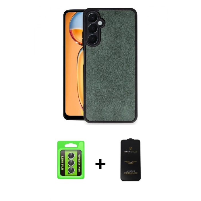 MARSİLYAN™- Galaxy A25 5G Kılıf Kıvılcım Işık Serisi - Siyah 6D Antistatik Mat Seramik Hayalet Nano Ekran Koruyucu + Raze Metal Kamera Lens - GS